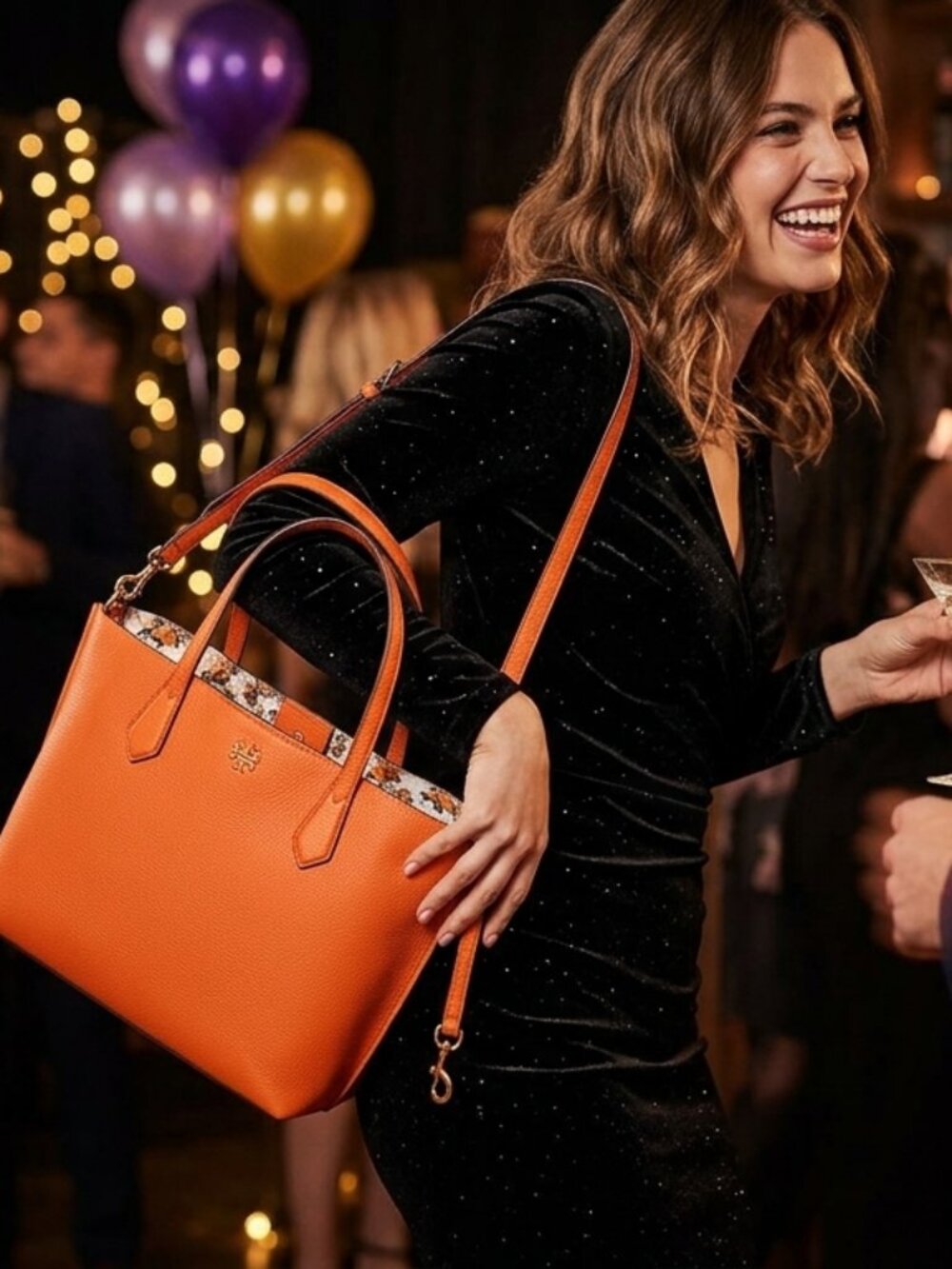 Tory Burch Bright Yellow Pebbled Leather Mini Tote with Strap